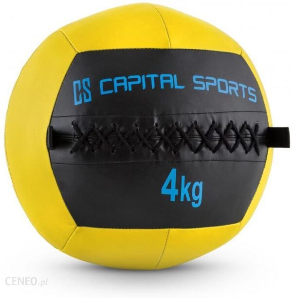 Capital Sports Wallba 4 Piłka Wall Ball 4Kg Sztuczna Skóra Żółta