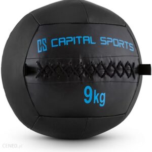 Capital Sports Wallba 9 Piłka Wall Ball 9Kg Sztuczna Skóra Czarna