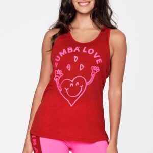 Zumba Wear Koszulka Damska Fitness Love Twisted Czerwony